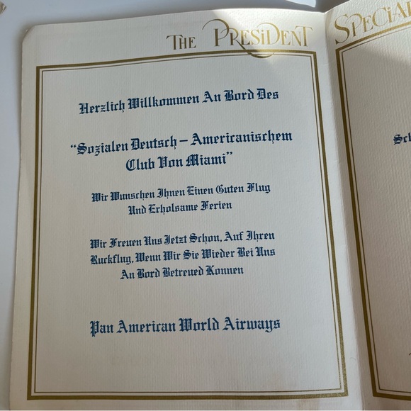Pan American World Airways 1972 Ticket & Menu Charter Flight Miami to Frankfurt - Picture 6 of 7